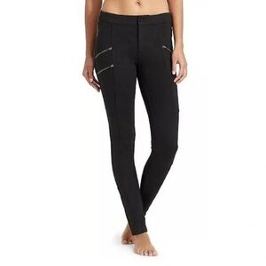 Athleta Ponte Moto Women’s Skinny Leg Zip Pocket Detail Pants in Black